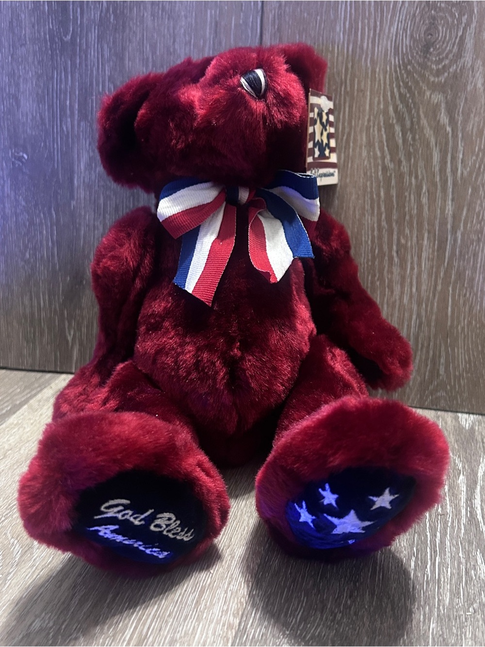 Dan Dee Collectors Choice Patriotic Teddy Bear 12” Plush Red God Bless America